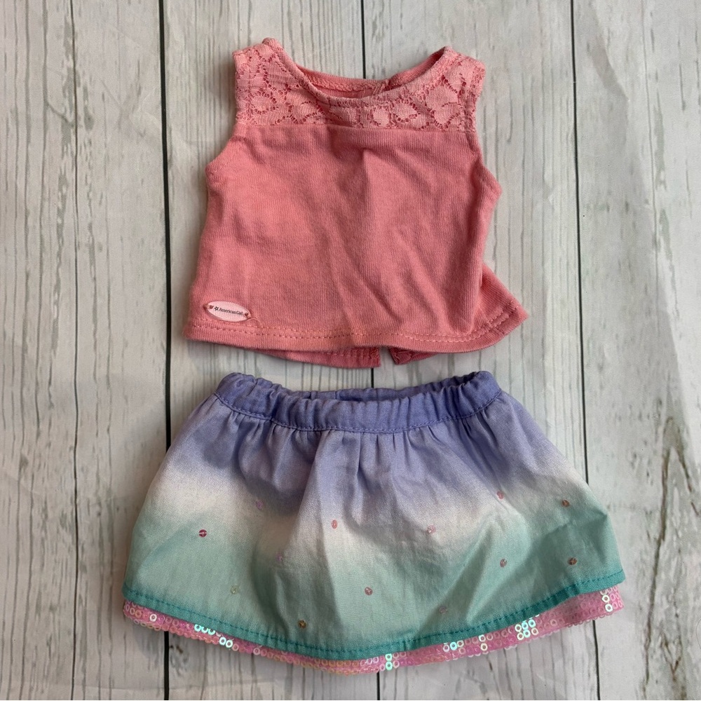Mermaid Sequin Ombré Waves Shirt Skirt Truly Me Summer American Girl Doll Outfit